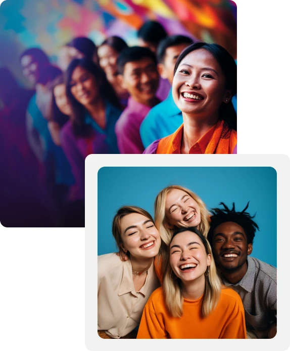 collage of smiling people