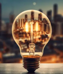 Glowing light bulb