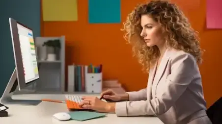 female accountant on the computer